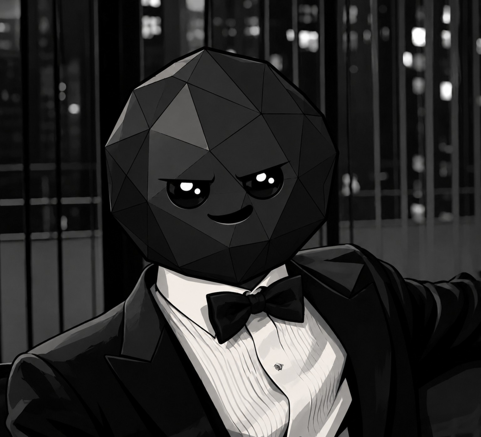 BLACKROCK mascot wearing a tuxedo